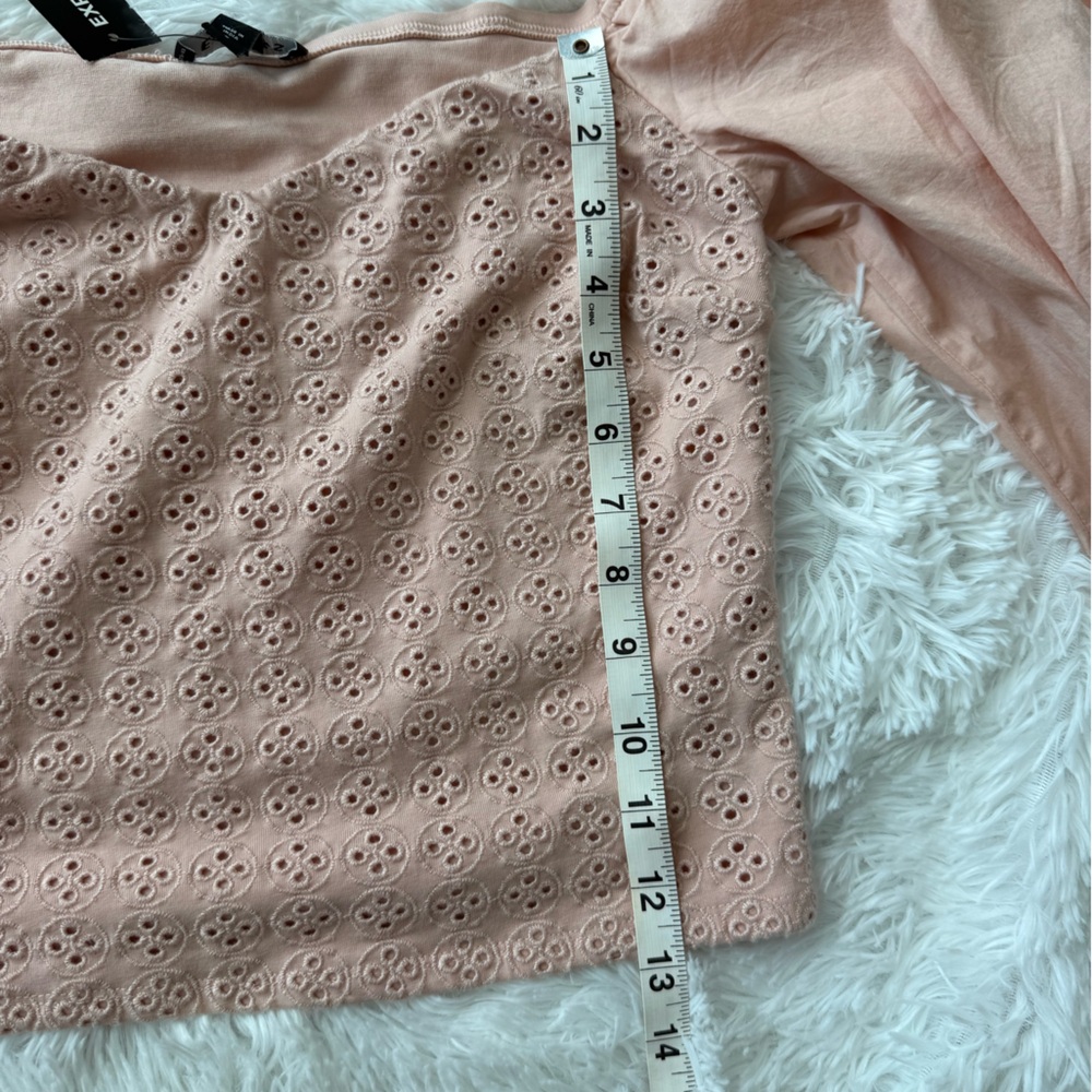 NWT Express Puff Sleeve Cropped Eyelet Blouse - Picture 12 of 12